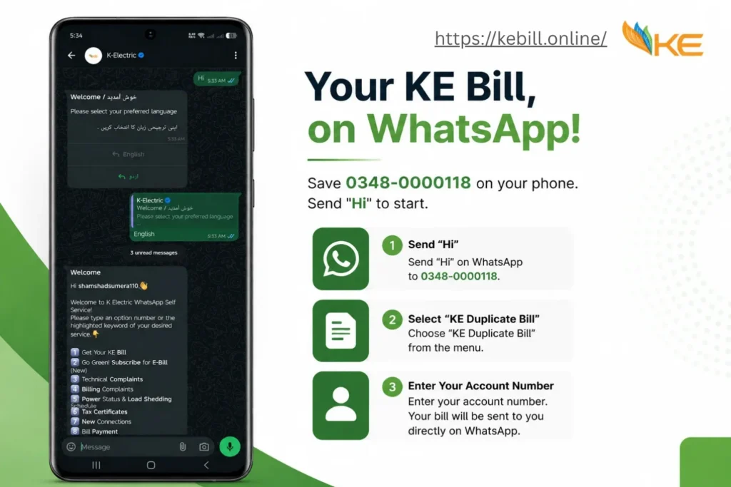 K-electric bill by Whatsapp
